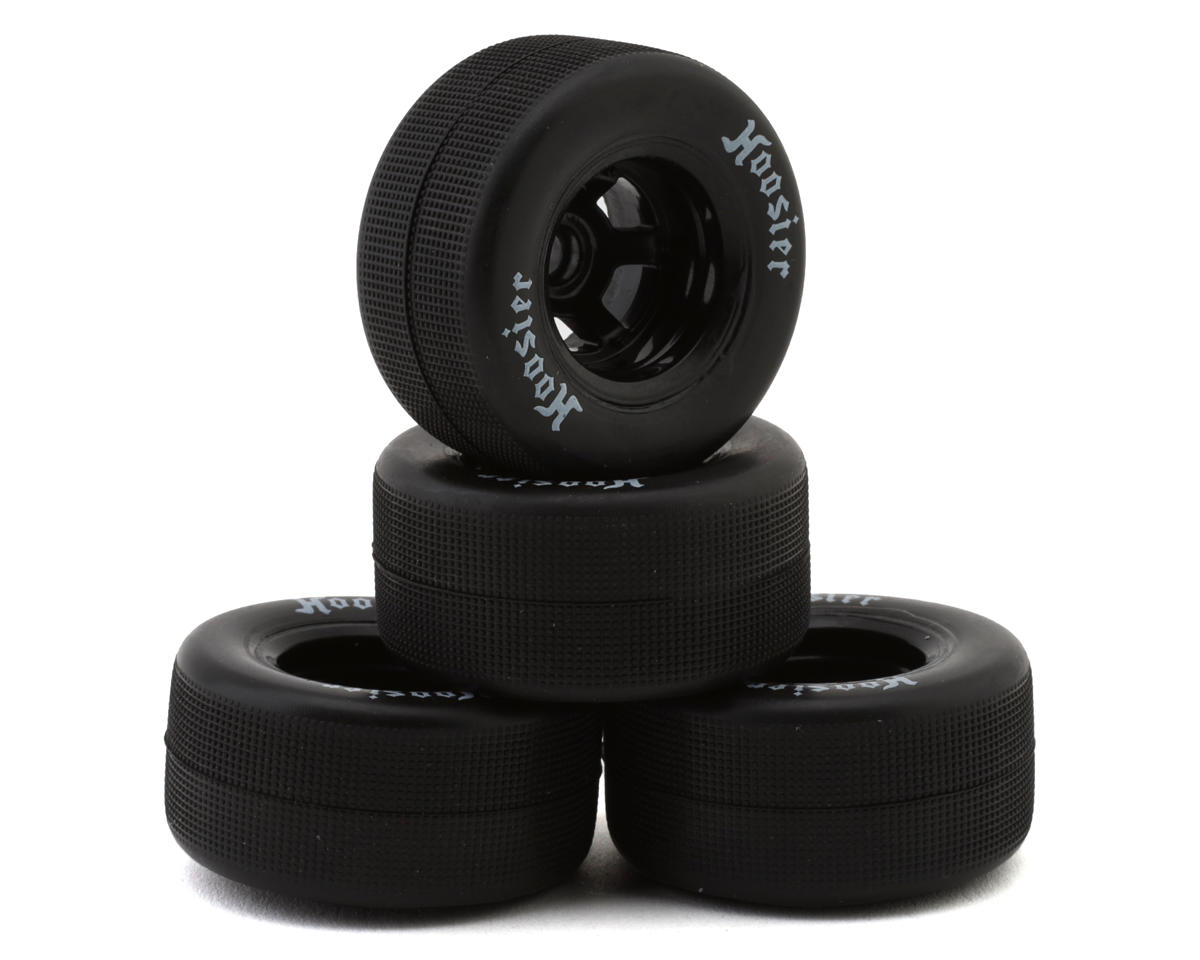 1RC Racing Pre-Mounted 1/18 Asphalt Late Model Hoosier Tires (Black) (4) (F/R) – image 1