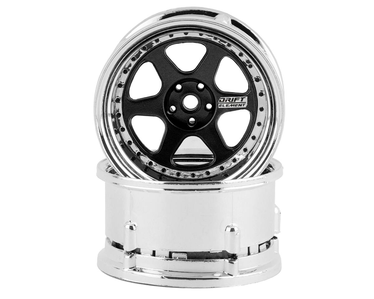 DS Racing Drift Element 6 Spoke Drift Wheels (Black & Chrome) (2) – image 1