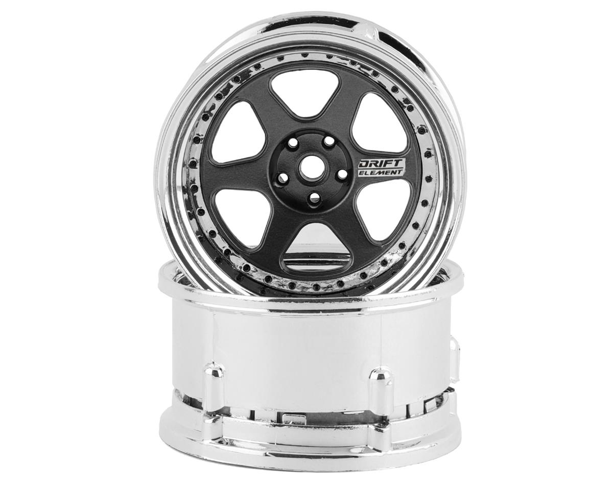 DS Racing Drift Element 6 Spoke Drift Wheels (Gunmetal w/Black Rivets) (2) – image 1
