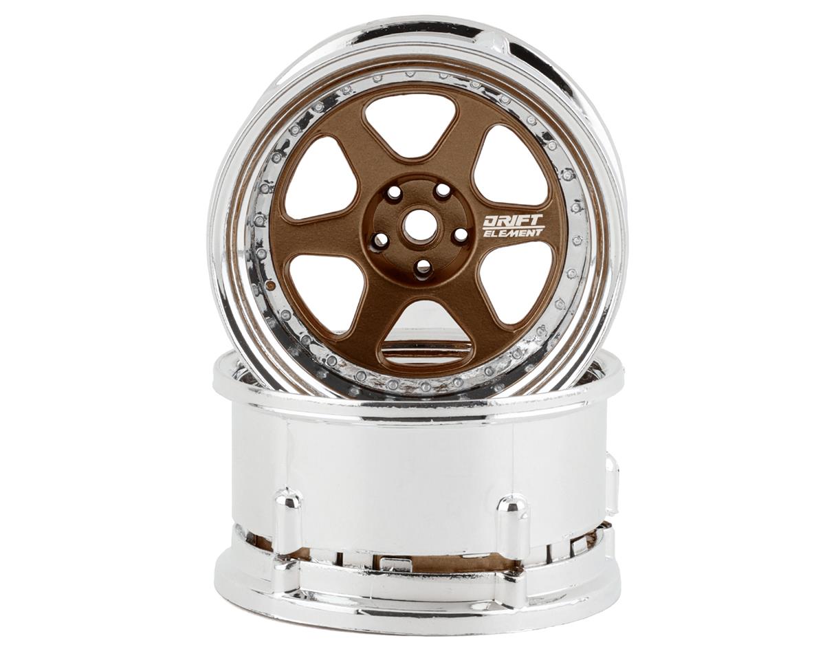 DS Racing Drift Element 6 Spoke Drift Wheels (Bronze & Chrome) (2) – image 1