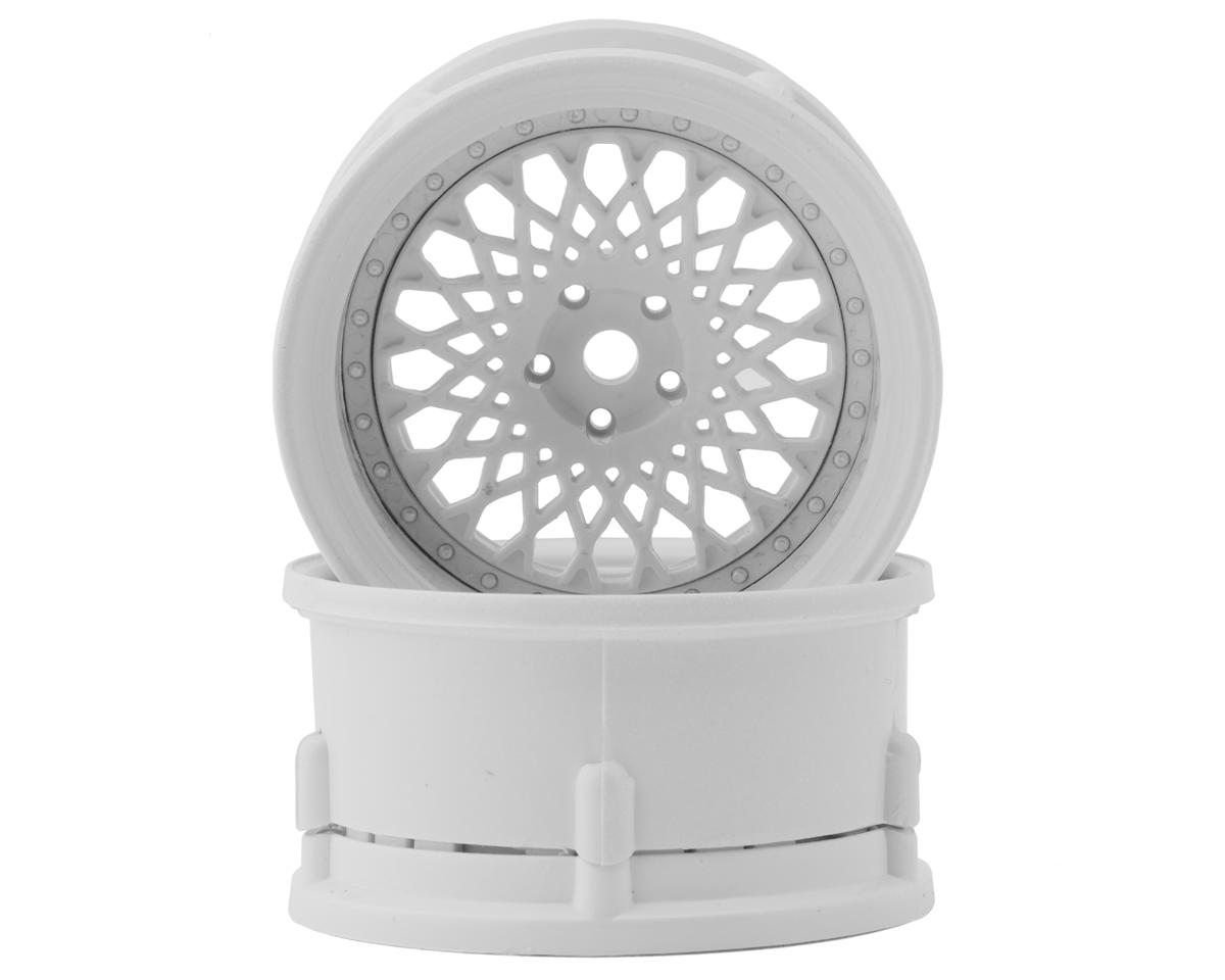 DS Racing Drift Element Mesh Drift Wheels (Triple White) (2) (Adjustable Offset) – image 1