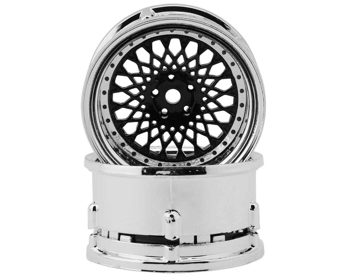 DS Racing Element Mesh 1/10 Drift Wheels (Black w/Chrome Lip & Black Rivets) – image 1
