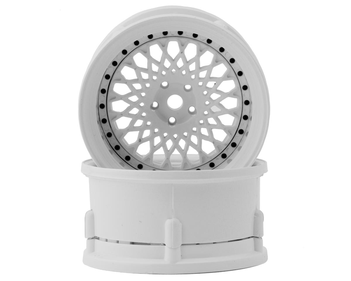 DS Racing Drift Element Mesh Drift Wheels (Triple White w/Black Rivets) (2) – image 1