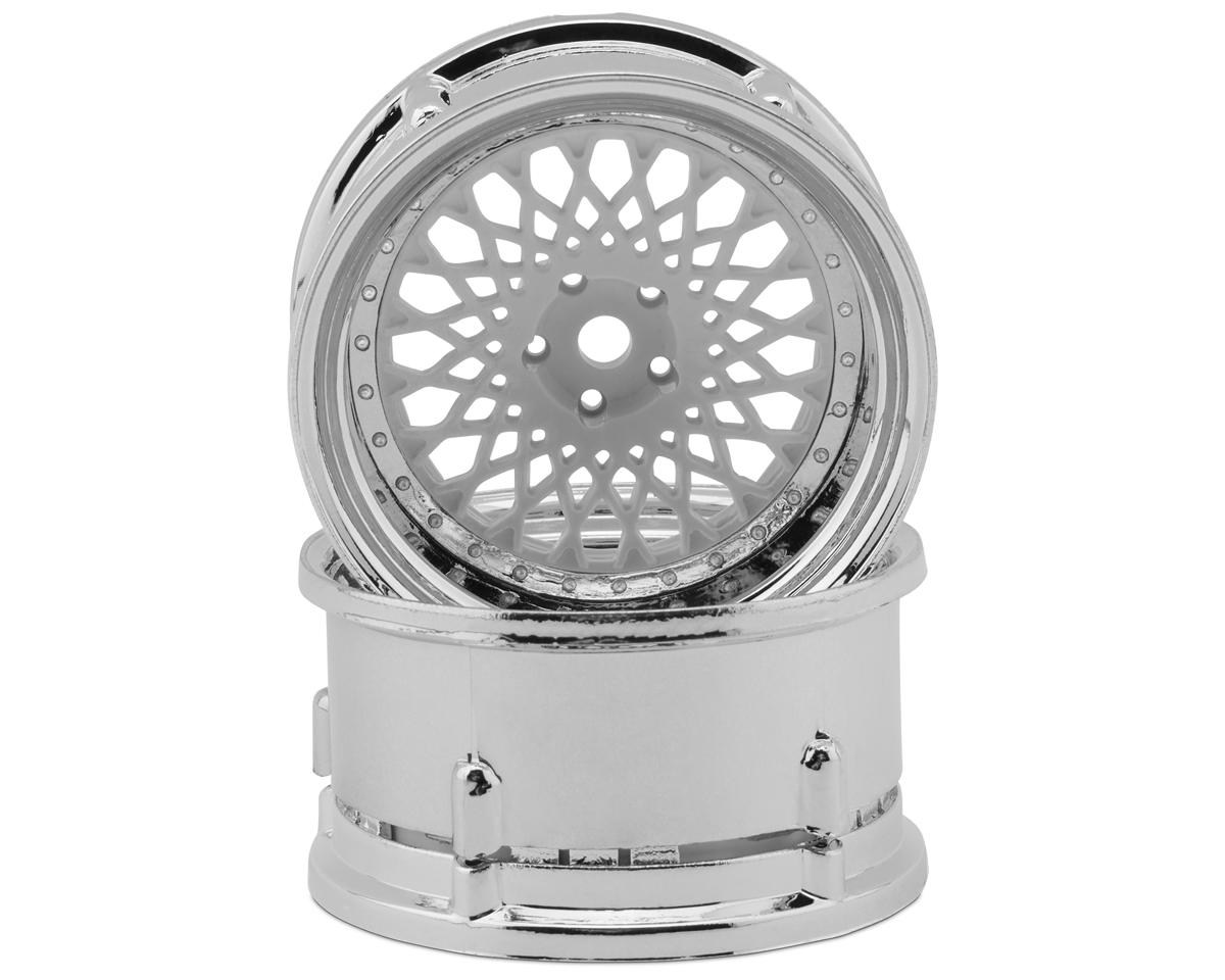 DS Racing Element Mesh Drift Wheels (White w/Chrome Lip) (Adjustable Offset) – image 1