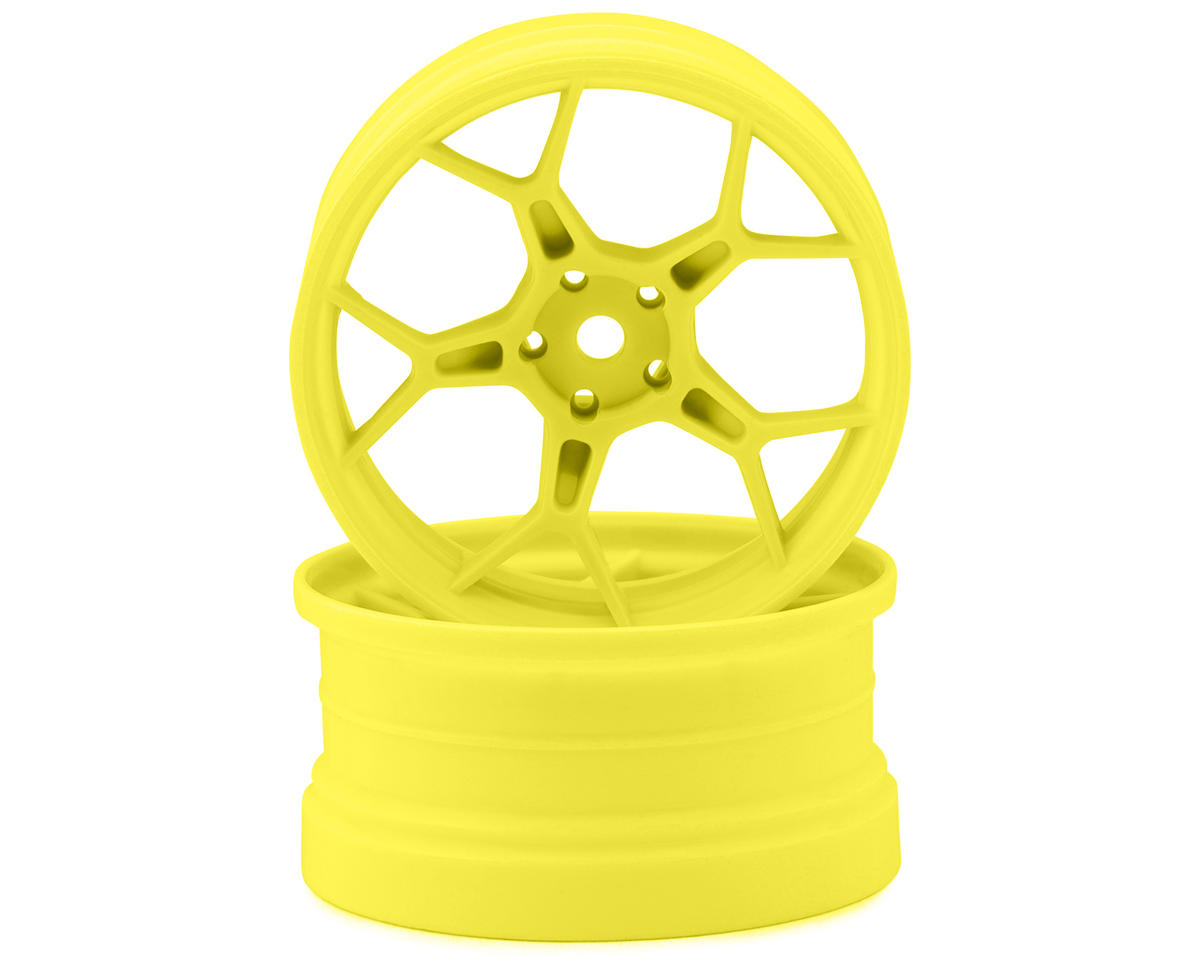 DS Racing Feathery Split Spoke Drift Wheels (Flu Yellow) (2) (6mm Offset) – image 1