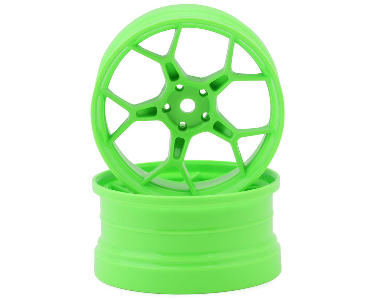 DS Racing Feathery Split Spoke Drift Wheels (Flu Green) (2) (6mm Offset) – image 1