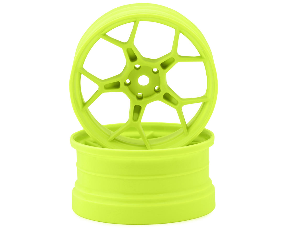 DS Racing Feathery Split Spoke Drift Wheels (Flu Lime) (2) (6mm Offset) – image 1