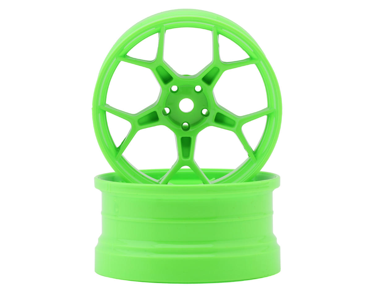 DS Racing Feathery Split Spoke Drift Wheels (Flu Green) (2) (8mm Offset) – image 1