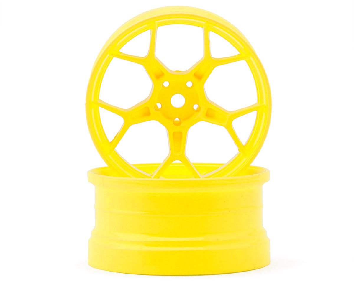 DS Racing Feathery Split Spoke Drift Wheels (Flu Yellow) (2) (8mm Offset) – image 1