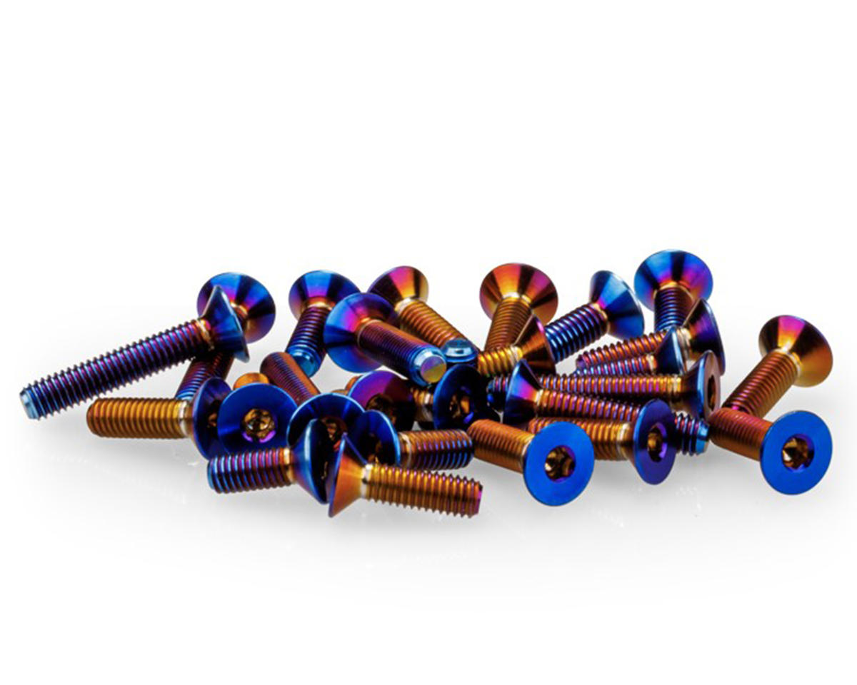 JConcepts Team Associated B6.4 Titanium Lower Screw Set (26) (Blue/Purple/Gold) – image 1