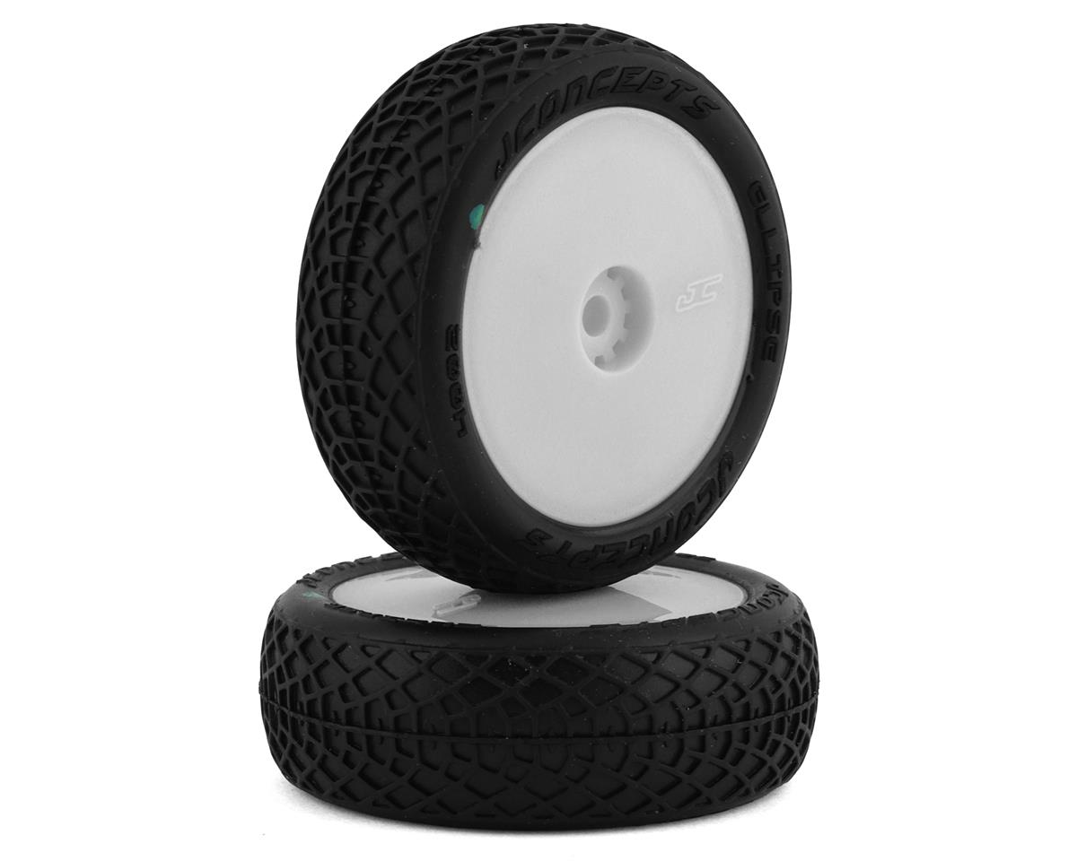 JConcepts Mini-B Ellipse Pre-Mounted Front Tires (White) (2) (Green) – image 1