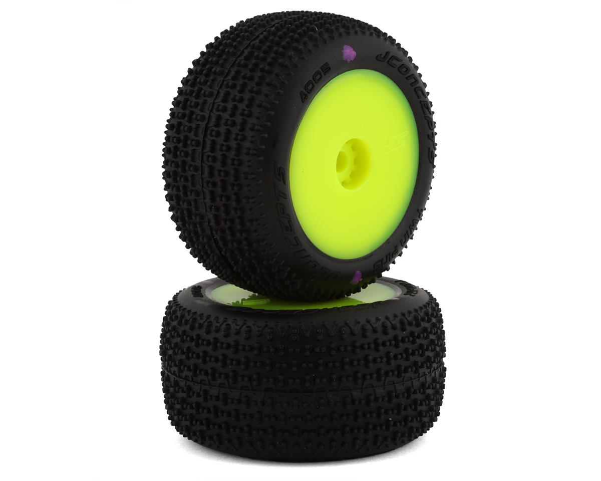 JConcepts Mini-B/Mini-T Twin Pin Pre-Mounted Rear Tires (Yellow) (2) (Pink) – image 1