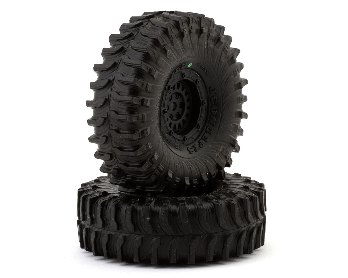 JConcepts The Hold 1.0" Pre-Mounted Tires (63mm OD) (2) w/Crusher Wheels (Green) – image 1