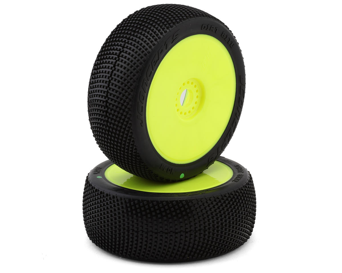 JConcepts Dirt Bite 1/8 Off-Road Buggy Pre-Mounted Tires (2) (Yellow) (Green) – image 1