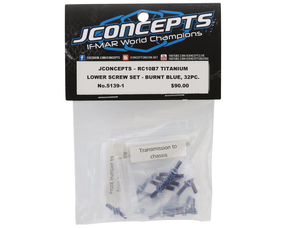 JConcepts RC10 B7/B7D Titanium Lower Screw Set (Blue) (28) – image 1