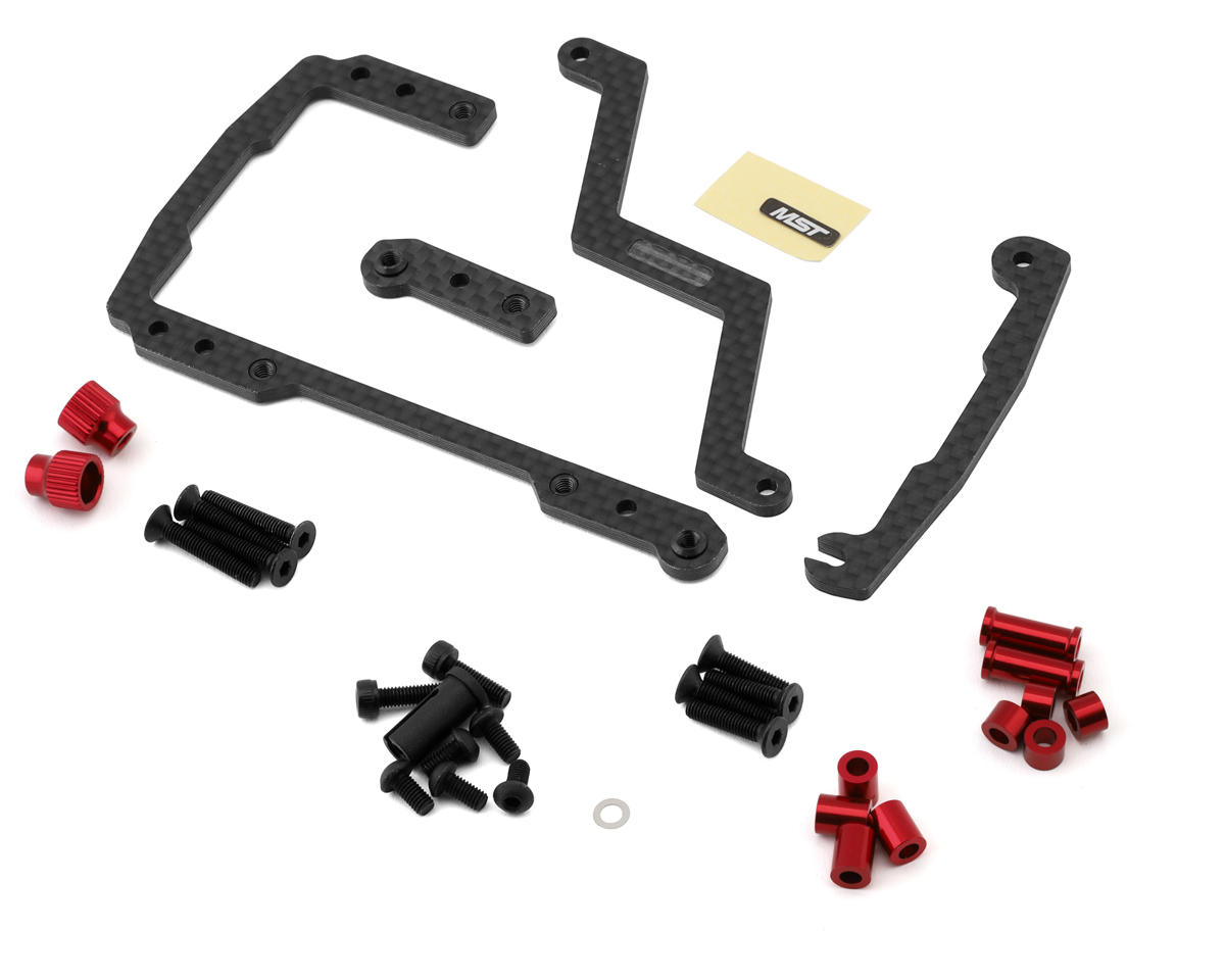 MST RMX/RRX RS Carbon Fiber Shorty Battery Holder Mount Set (Red) – image 1