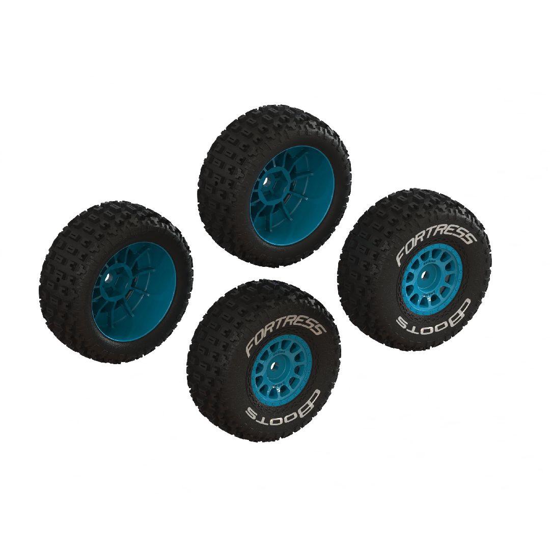 Arrma dBoots 'FORTRESS' Tire on 12 Spoke Blue Wheels (4) – image 1