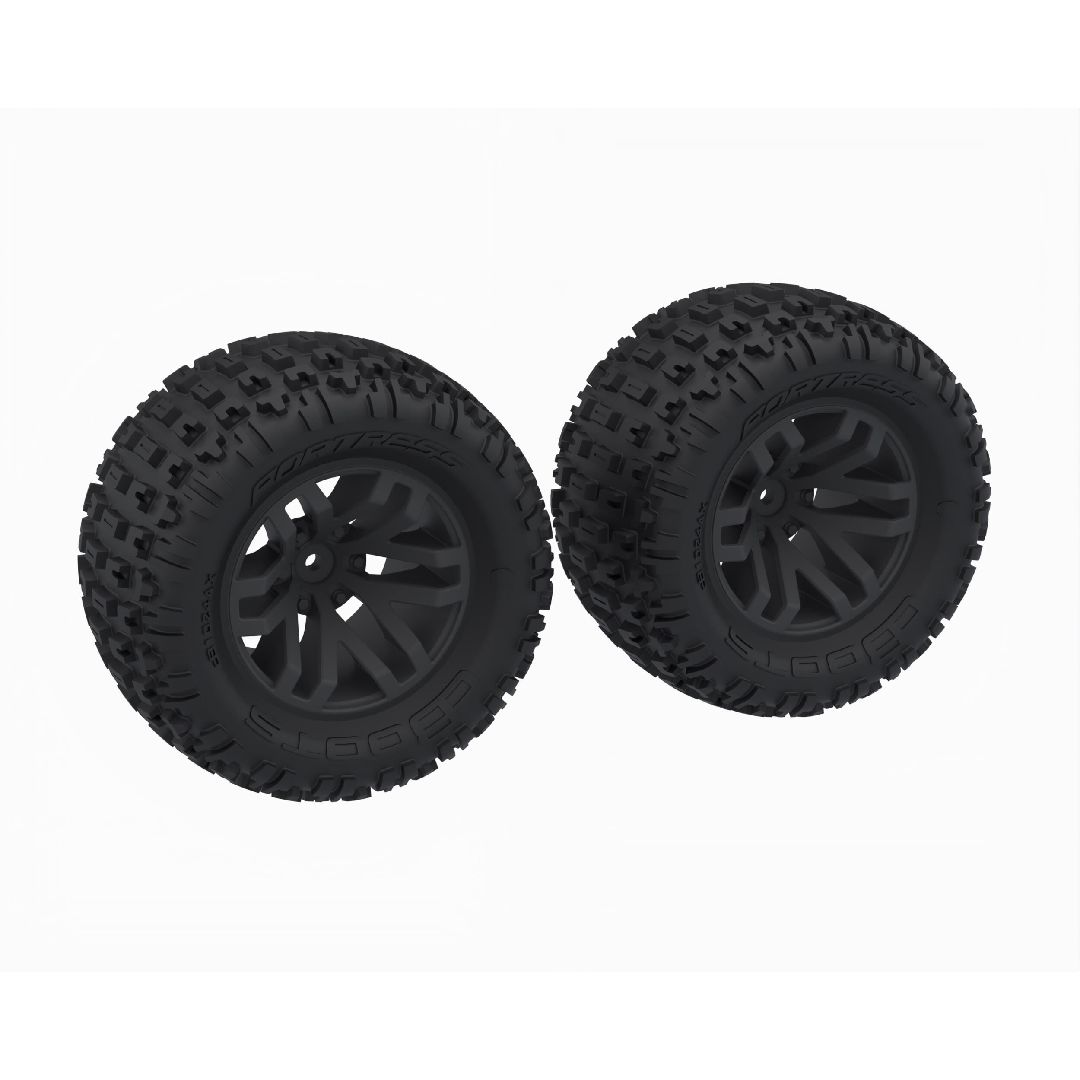 Arrma DBOOTS 'FORTRESS MT' Tire on Black Wheels, OD 5.0" (2) – image 1