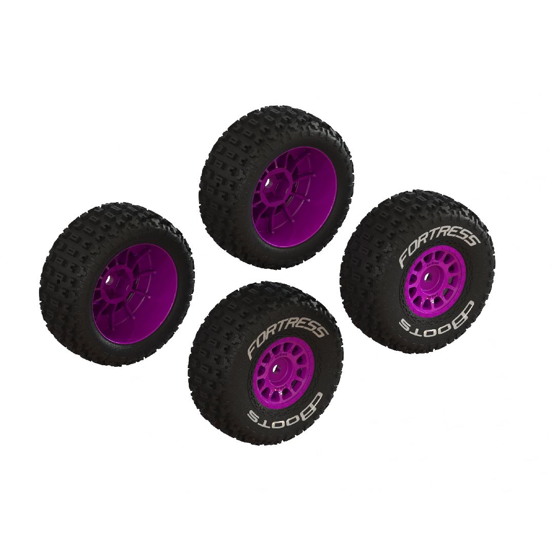 Arrma dBoots 'FORTRESS' Tire on 12 Spoke Purple Wheels (4) – image 1