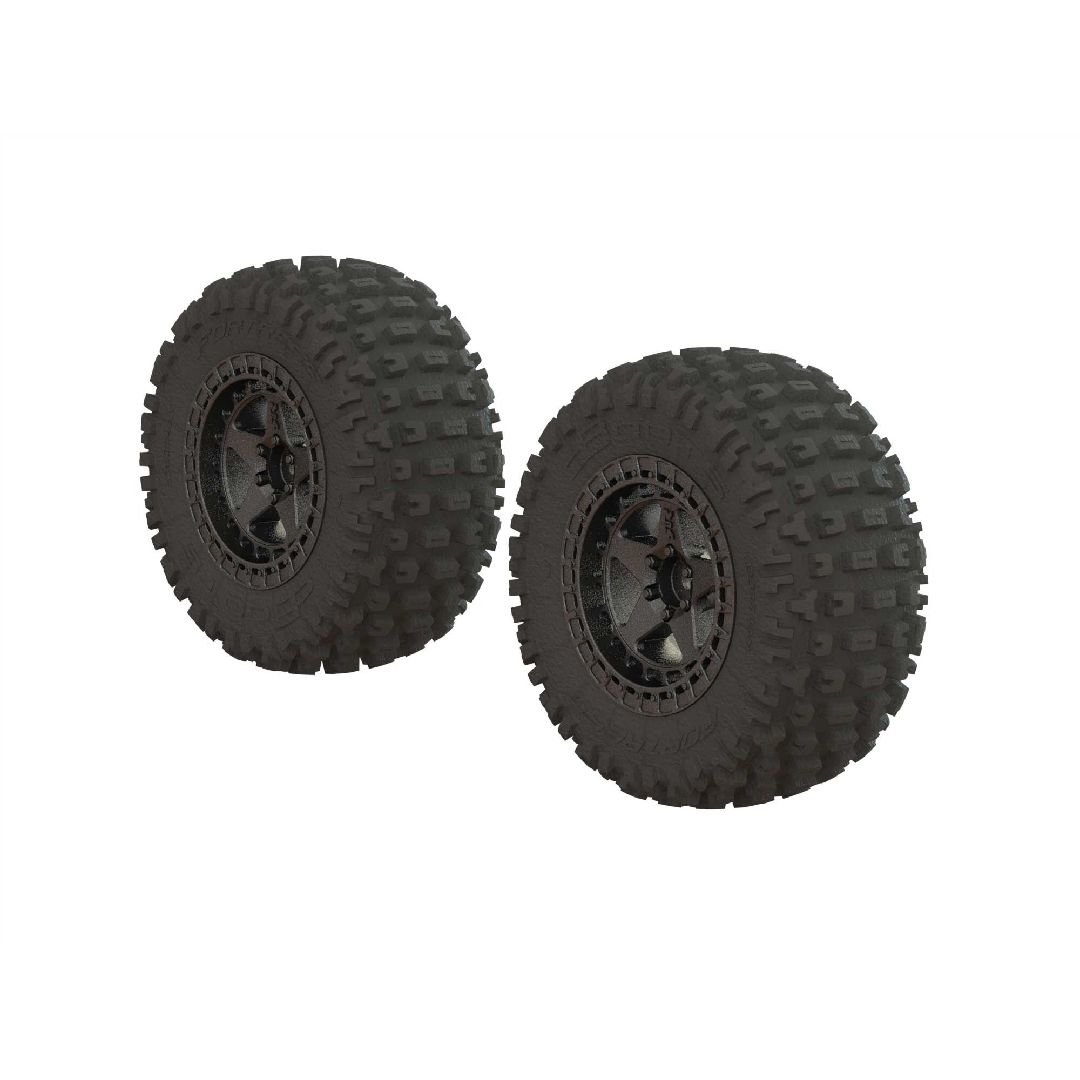 Arrma 'Fortress SC' Tire, 14mm Hex, Gun Metal Whls, OD 4.1" (2) – image 1