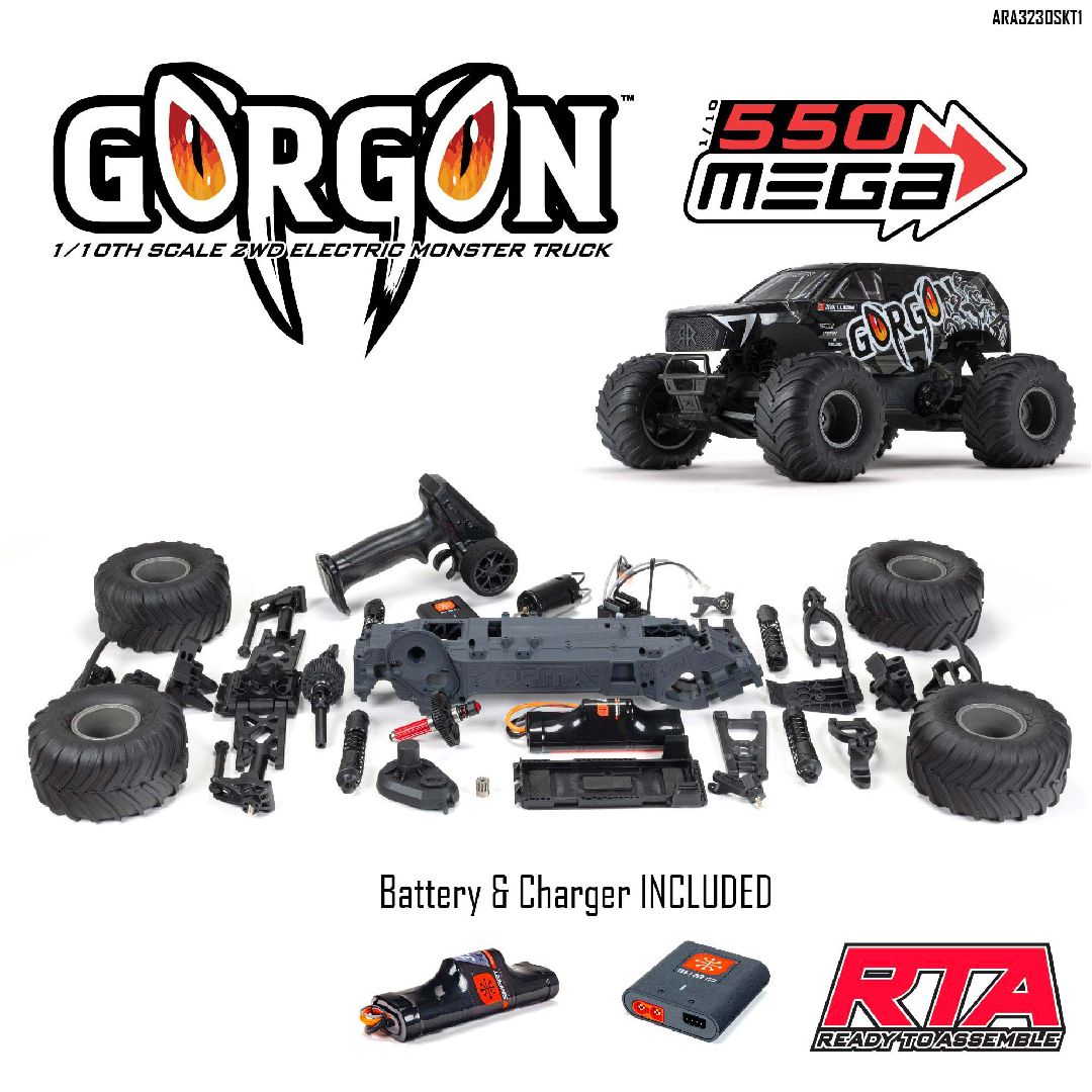 Arrma 1/10 GORGON 2wd Monster Truck RTA Kit - Gun Metal