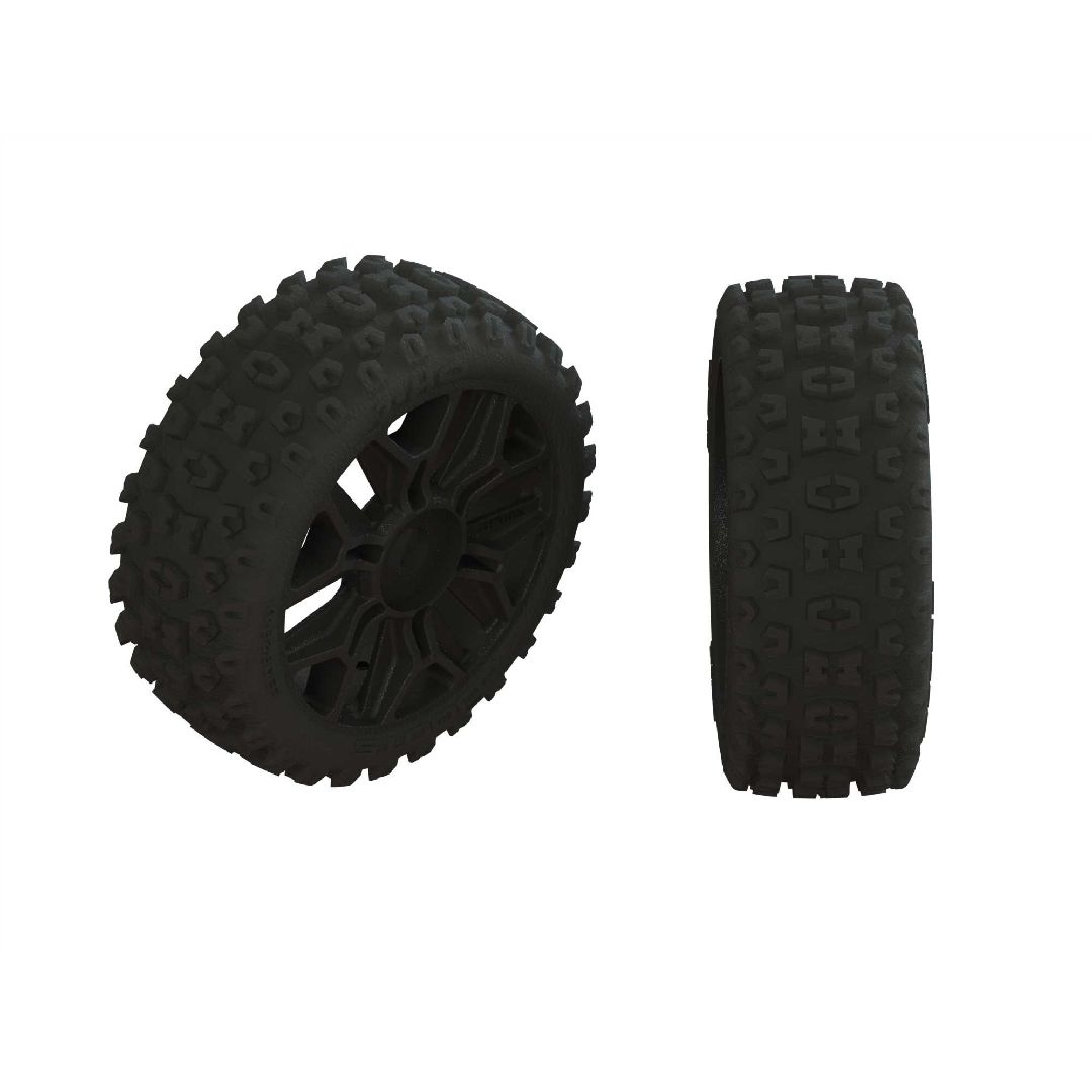 Arrma '2-HO' Tire, 17mm Hex on Gun Metal Wheels, OD 4.6" (2) – image 1