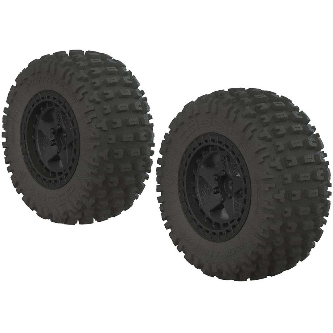 Arrma 'Fortress SC' 2.2/3.0 Tire, 14mm, Black Wheel, OD 4.1"(2) – image 1