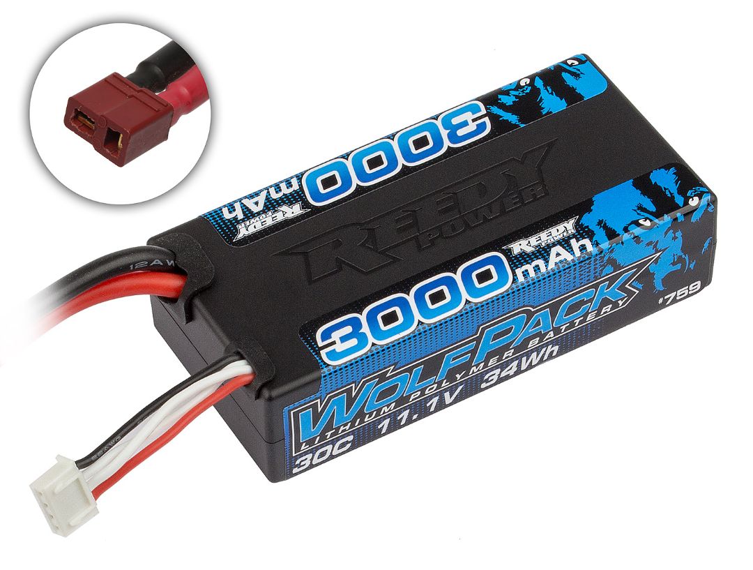 Reedy Wolfpack 3000mAh 3S 30C 11.1V LiPo Shorty Deans Hard Case – image 1