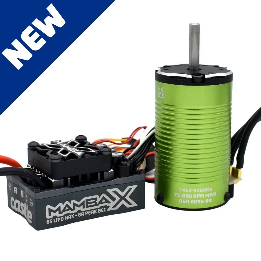 Castle Mamba X Sensored 25.2V WP ESC, 1412-3200KV SCT Combo 5mm – image 1