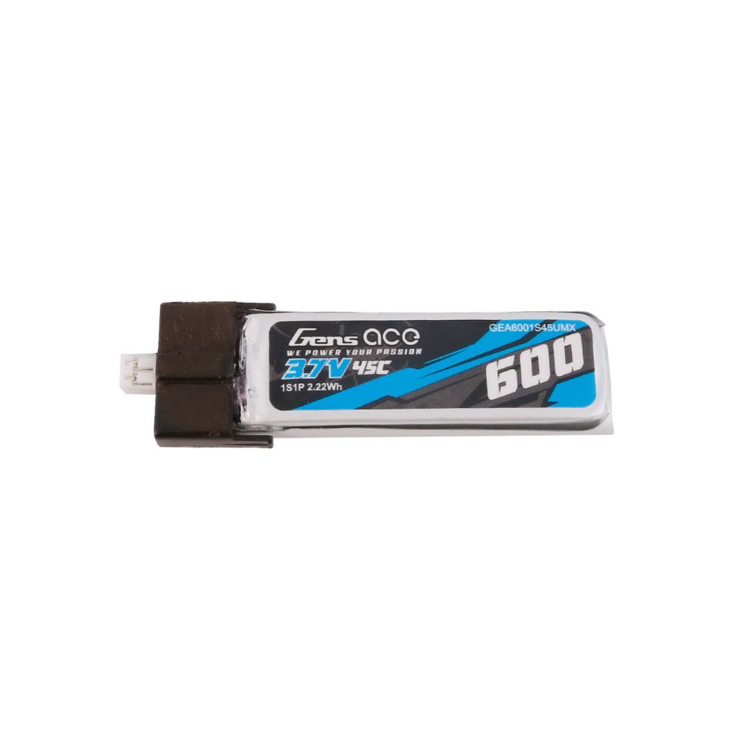 Gens Ace 600mAh 3.7V 45C Lipo Battery Pack With JST-PHR Plug – image 1