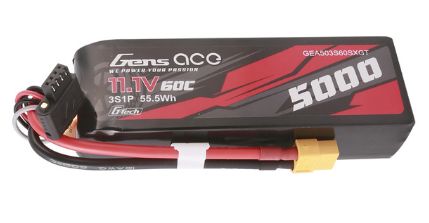 Gens Ace G-Tech 5000mAh 3S 11.1V 60C Long LiPo XT60 Plug – image 1