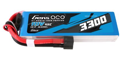Gens Ace G-Tech 3300mAh 3S 11.1V 45C LiPo EC3 & Deans Adapter – image 1