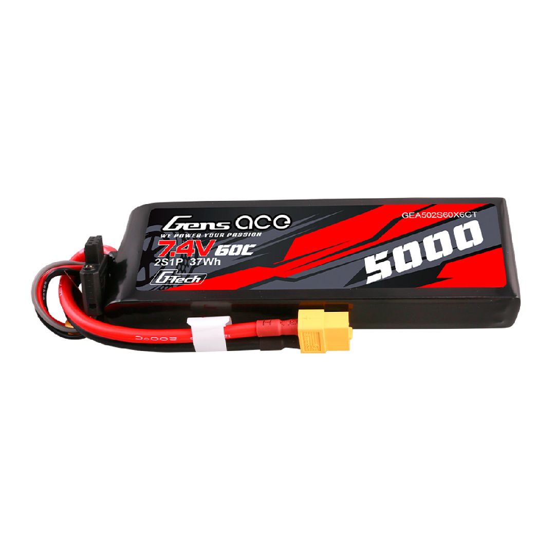 Gens Ace G-Tech 5000mAh 7.4V 60C 2S1P Short-Size LiPo XT60 Plug – image 1