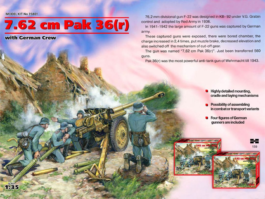 ICM 1/35 7,62 cm Pak 36(r) with German Crew (4 figures) – image 1