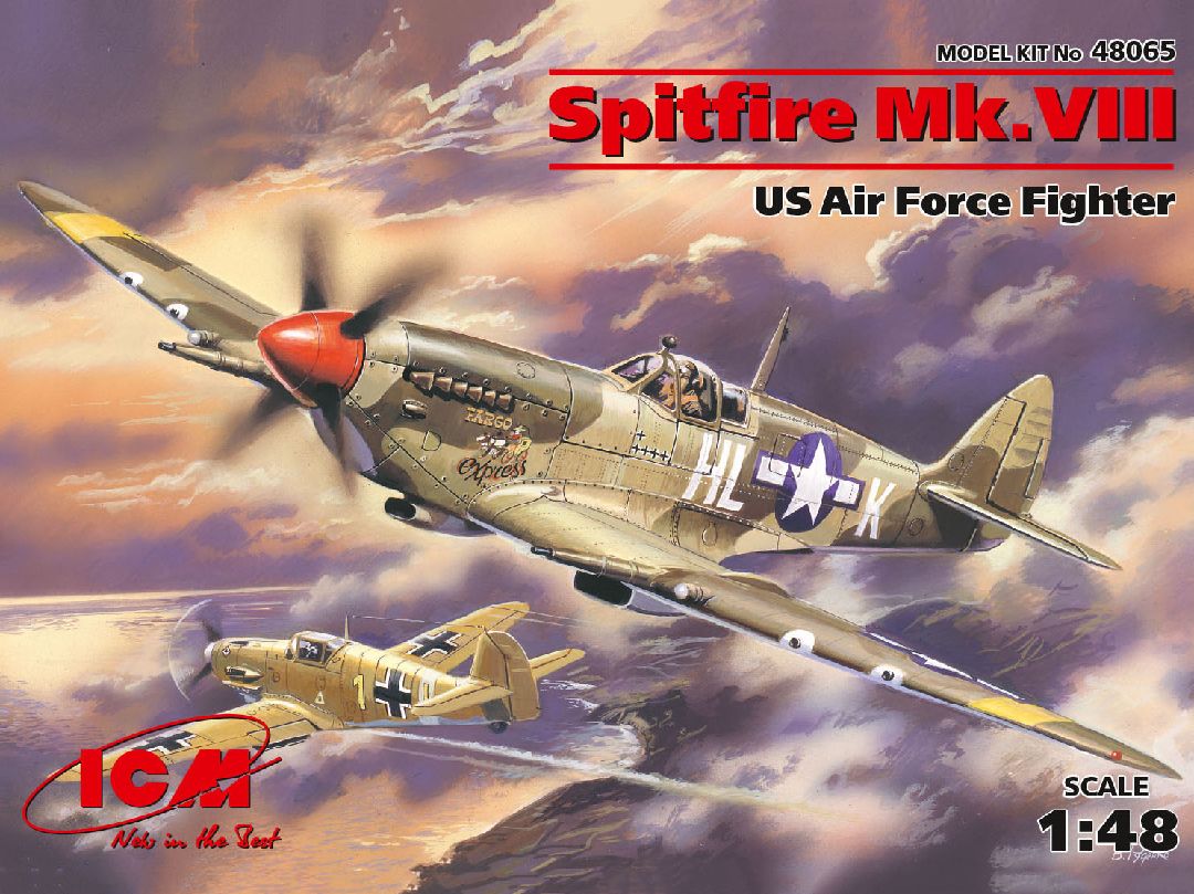 ICM 1/48 Spitfire Mk.VIII, WWII USAAF Fighter – image 1