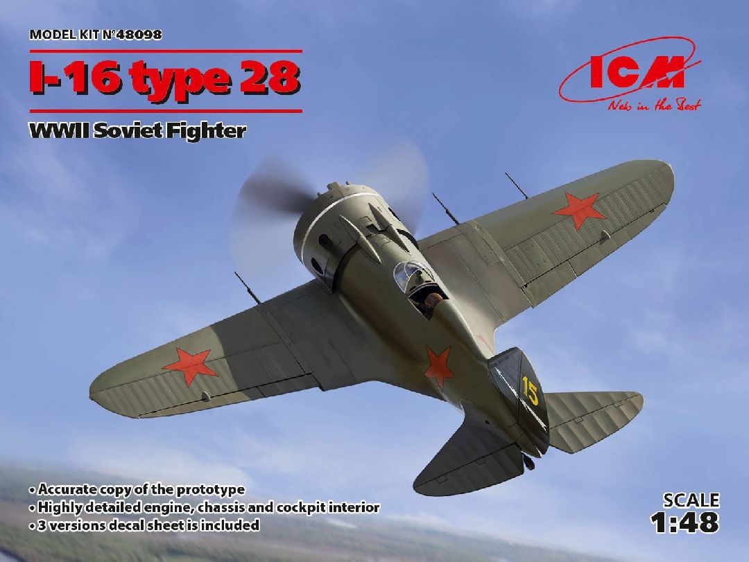 ICM 1/48 I-16 type 28, WWII Soviet Fighter – image 1