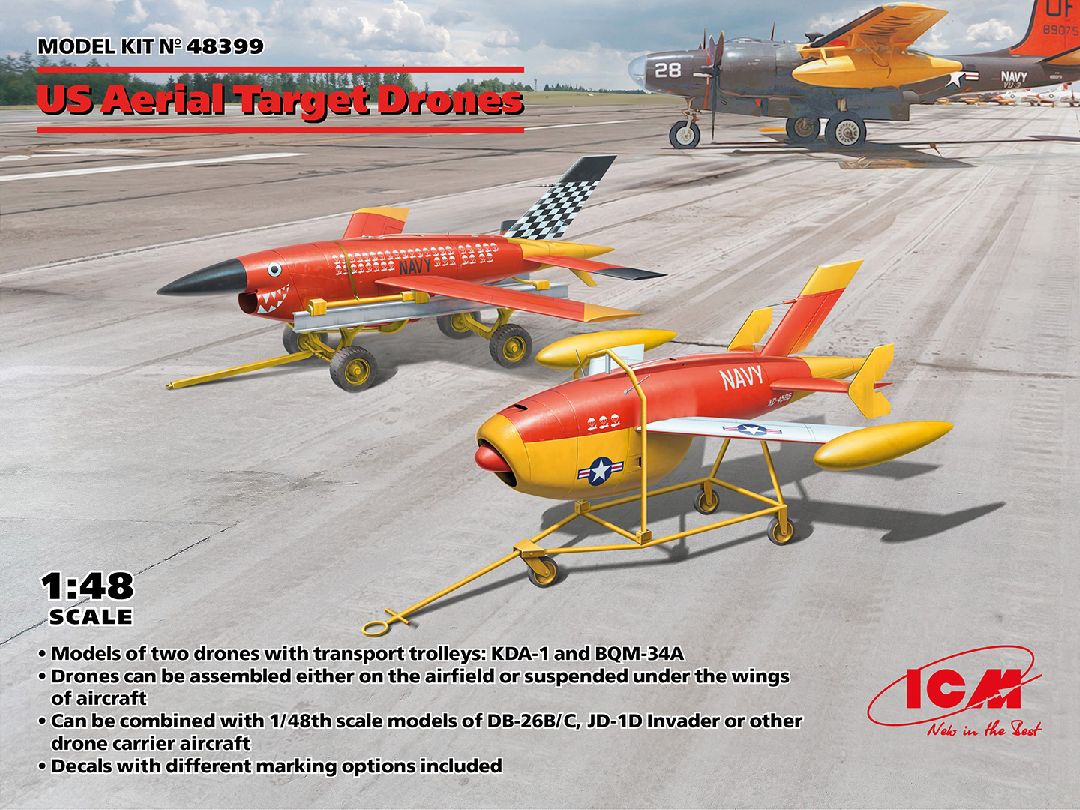 ICM 1/48 US Aerial Target Drons (2 drones and 2 trailers) – image 1