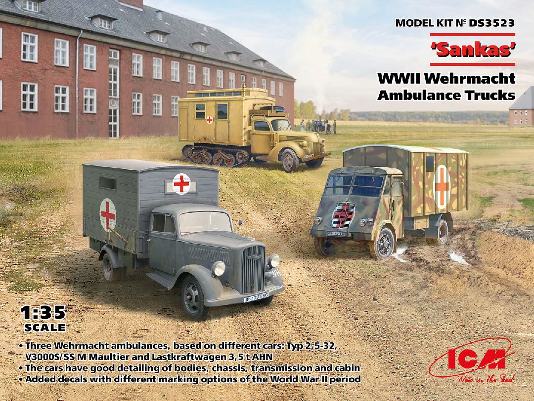 ICM 1/35 'Sankas' WWII Wehrmacht Ambulance Trucks – image 1