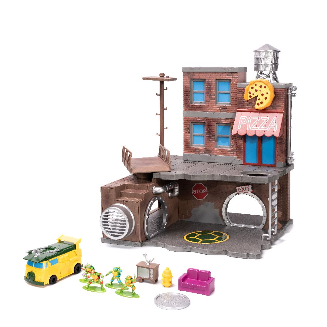 Jada Nano Scene TMNT Turtle Lair with 4 Figures – image 1