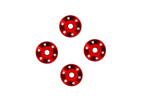 Traxxas Wheel washers, machined aluminum, red (4) – image 1