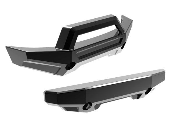Traxxas Bumper, front (1)/ rear (1) (black chrome) – image 1