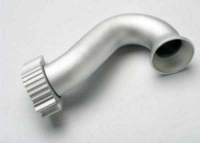 Traxxas Header, exhaust (tubular aluminum, silver-anodized) (TRX – image 1