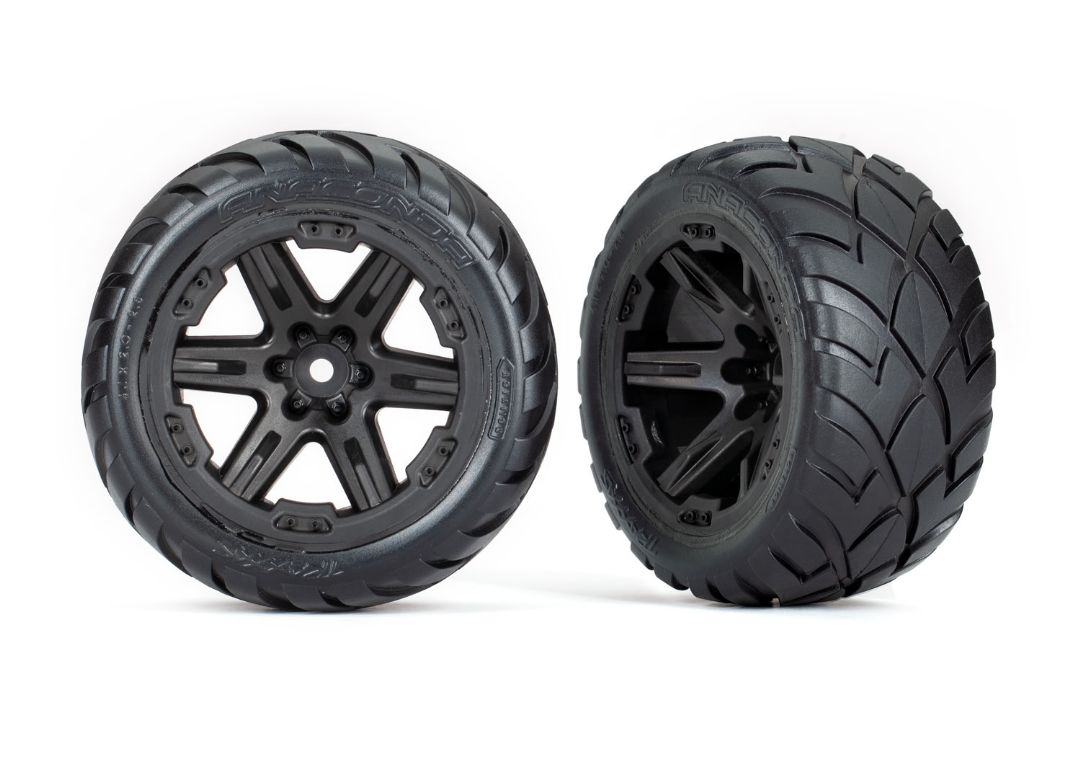 Traxxas Tires & wheels 2.8" RXT Blk Whls Anaconda Tires 2WD Frt – image 1
