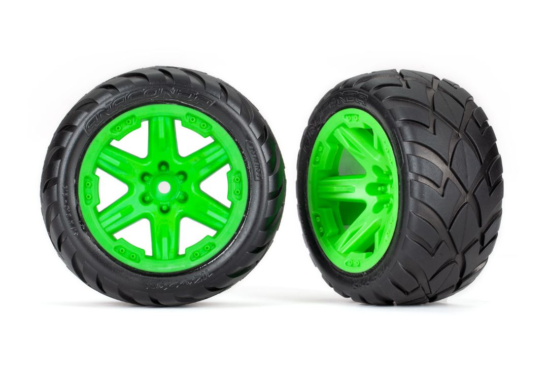 Traxxas Tires & wheels 2.8" RXT Grn Whls Anaconda Tires 2WD Frt – image 1