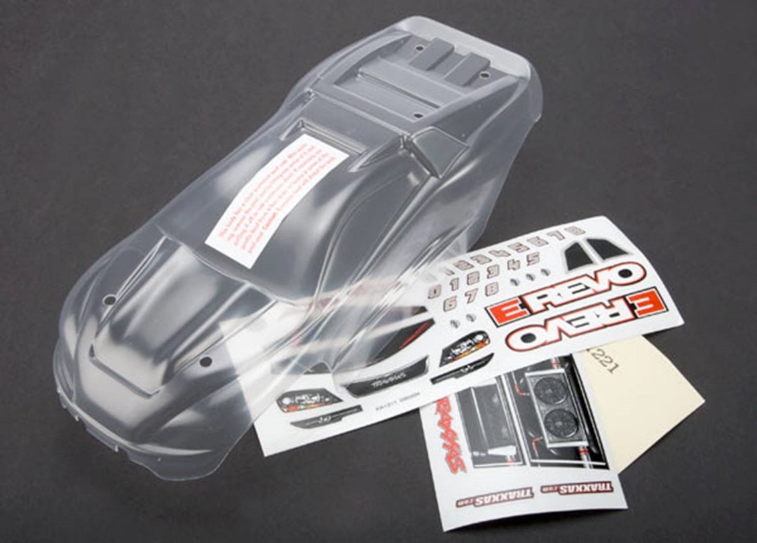 Traxxas body, 1/16 E-Revo (Clear, Requires painting) – image 1
