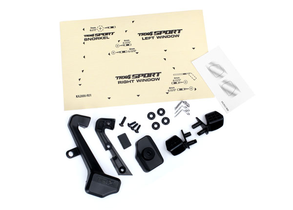 Traxxas Mirrors, side (left & right)/ snorkel/ mounting hardware – image 1