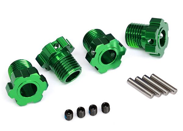 Traxxas Wheel hubs, splined, 17mm (green-anodized) (4) – image 1