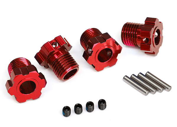Traxxas Wheel hubs, splined, 17mm (red-anodized) (4) – image 1