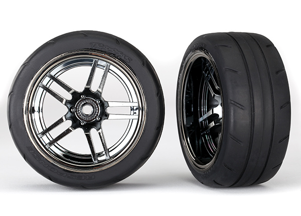 Traxxas Tires and wheels, glued chrome, 1.9" Response tires Rear – image 1