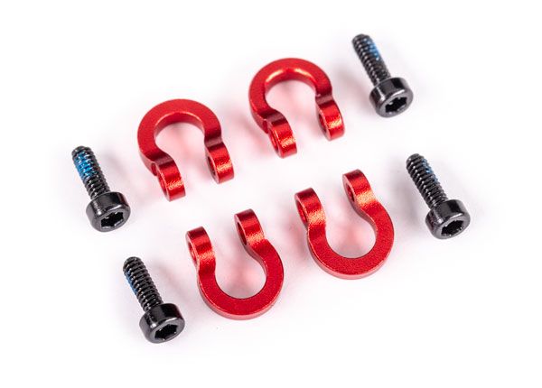 Traxxas Bumper D-rings, Front or Rear, Aluminum - Red – image 1